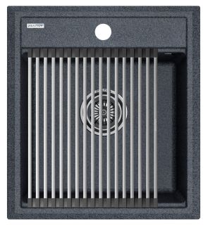 Комплект Paulmark: мойка Stepia 45 и ролл-мат Step PM114651-DG+R375-BS графит/брашированная нержавеющая сталь